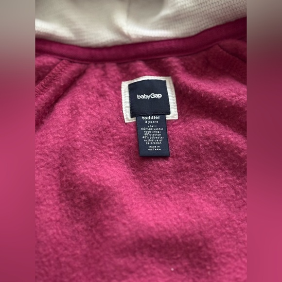 Gap girls pink zip up fleece sweater hoodie size 3T - Picture 7 of 8